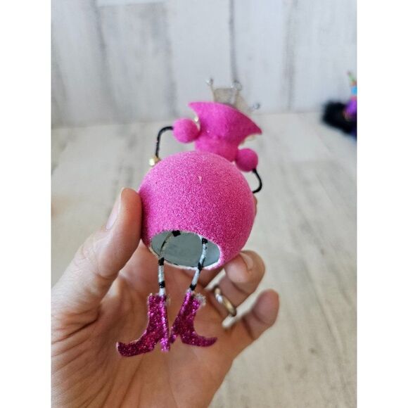 Pier 1 Queen jointed glitter metal valentine ornament vintage Xmas tree wand pin - Picture 5 of 10